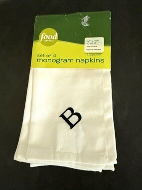 Food Network White Napkins with Black Monogram B